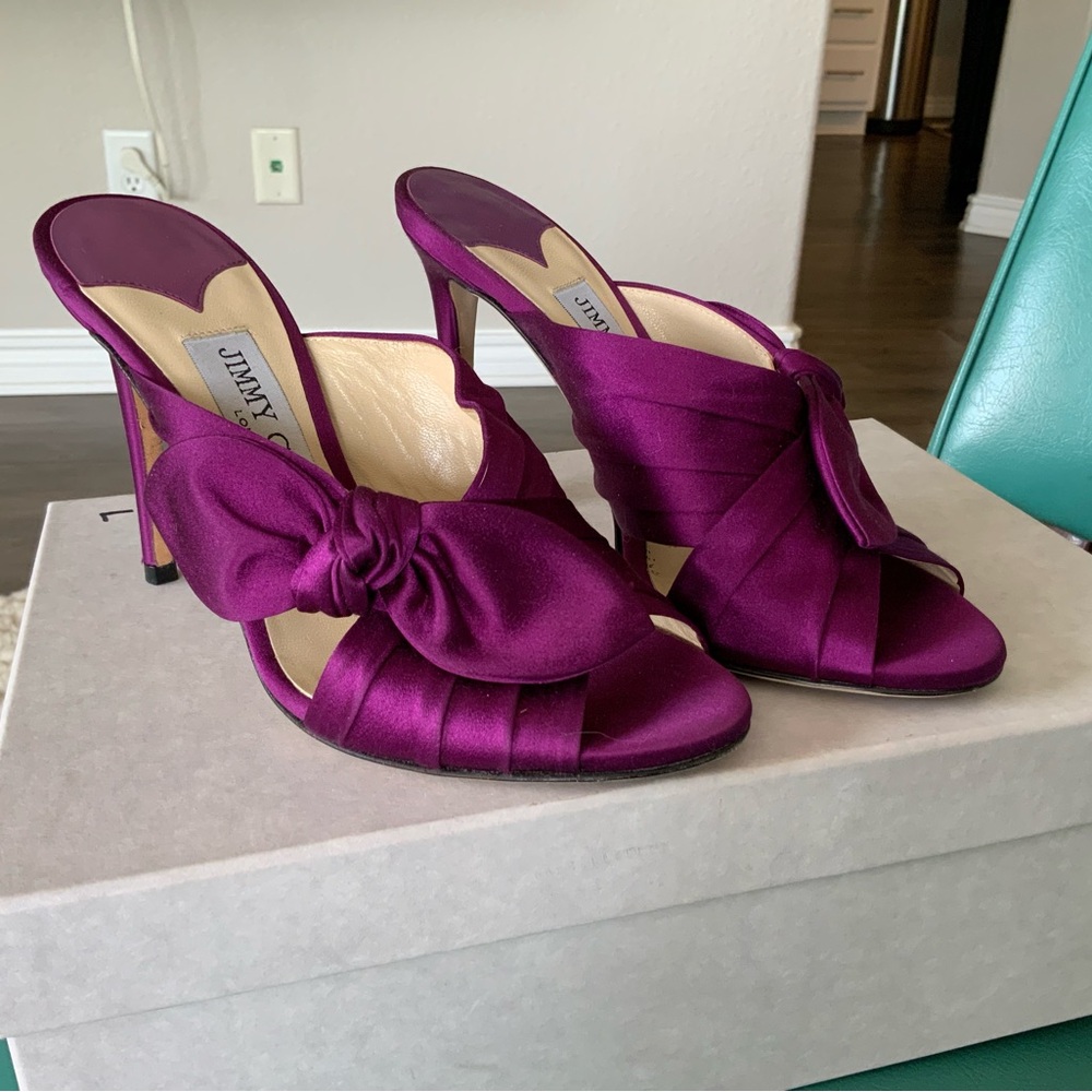 Jimmy Choo Purple Satin Slides